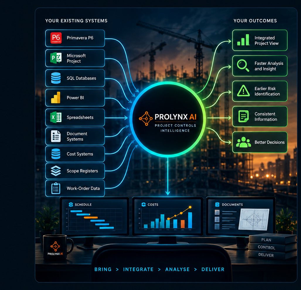 Existing project systems feeding Prolynx AI and returning usable project outcomes